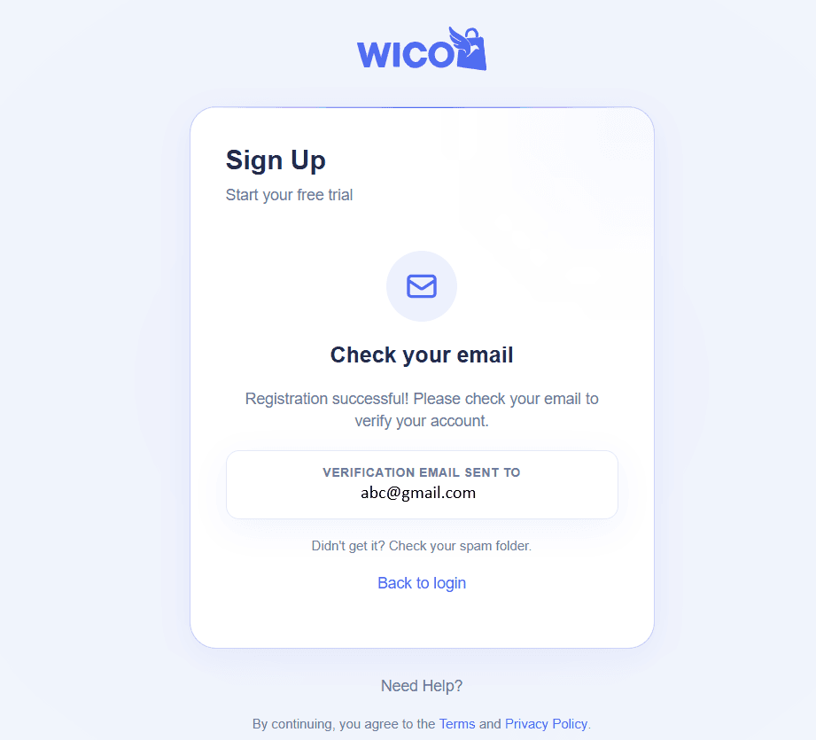 Wicofly Registration Success Page