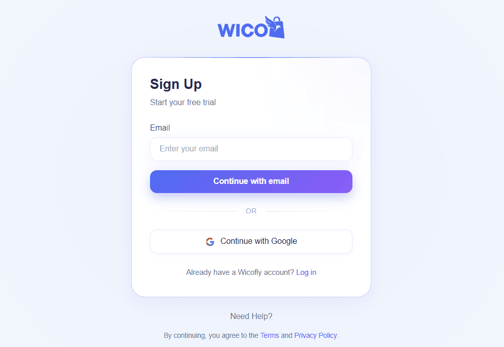 Wicofly Registration Page